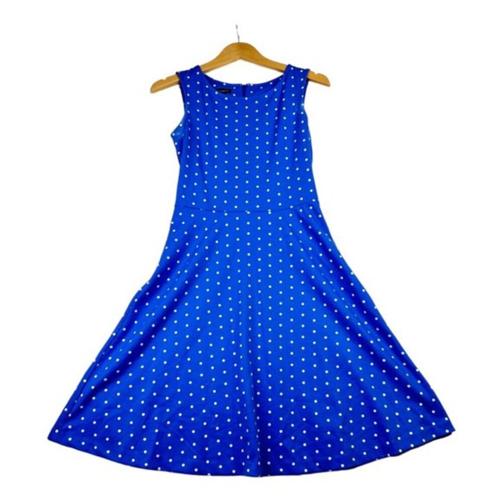 Talbots A-line Polka Dot Dress sz XS Blue/White